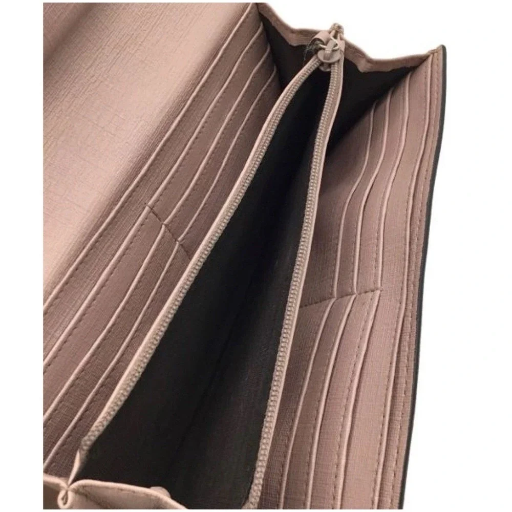 Gucci GG Supreme Canvas Stirrup Continental Wallet Pink Leather Trim Italy